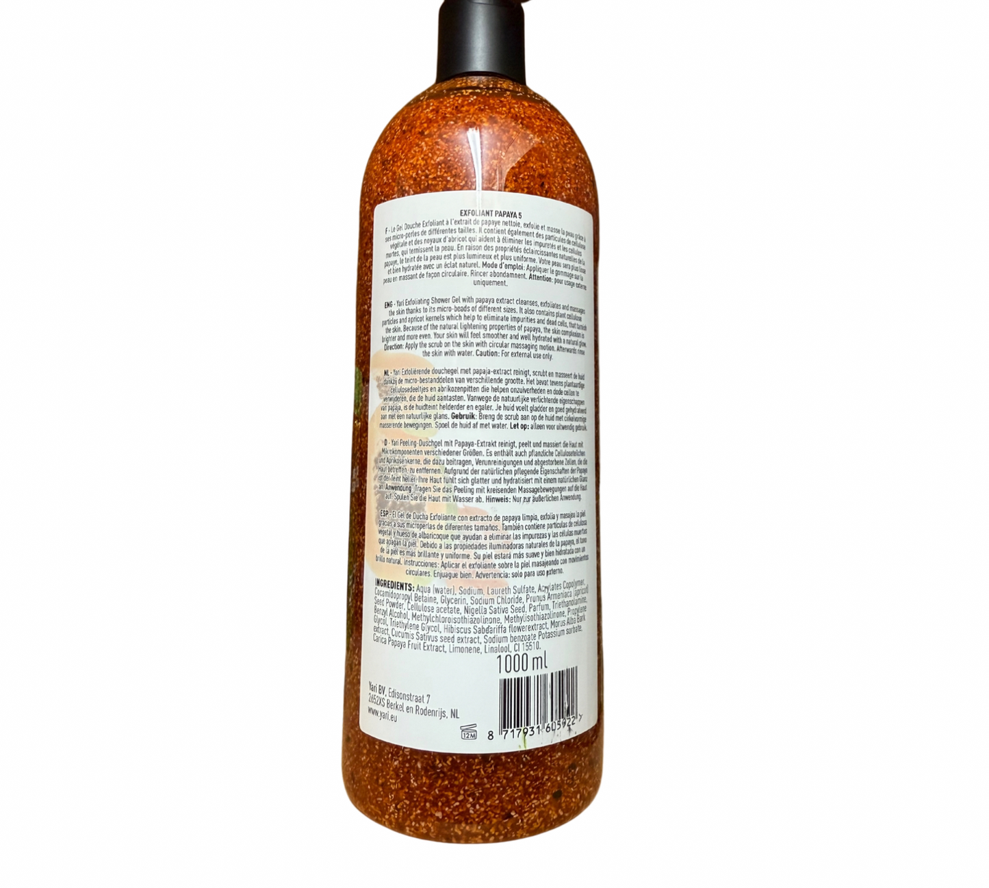 Yari Shower Gel Exfoliant Gel Douche (papaya & Hibiscus)1000ml