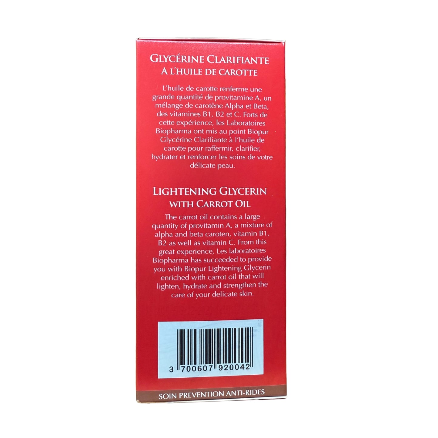 Biopur Paris Lightening Glycerin with Carrot Oil 125ml