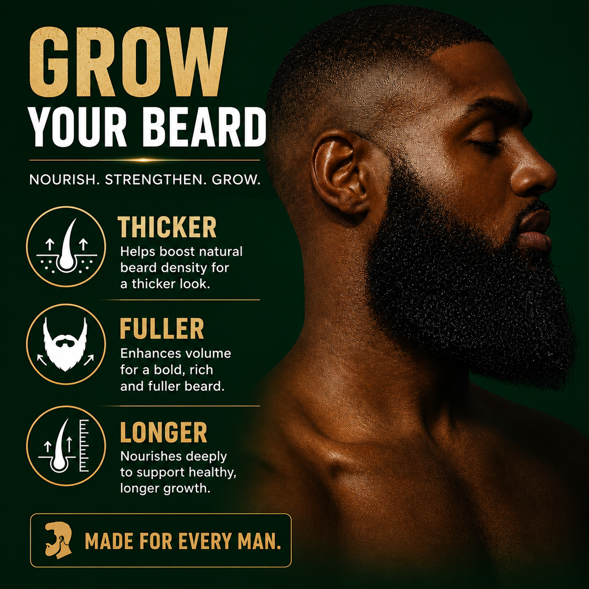 Beard Growth Oil, Rapid Beard Thickening, Plant Based Beard Growth Oil, Mean Beard Care 4oz