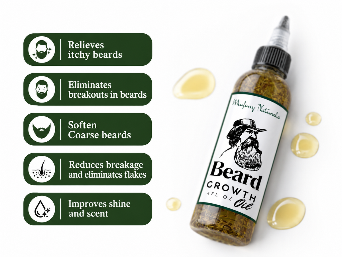 Beard Growth Oil, Rapid Beard Thickening, Plant Based Beard Growth Oil, Mean Beard Care 4oz